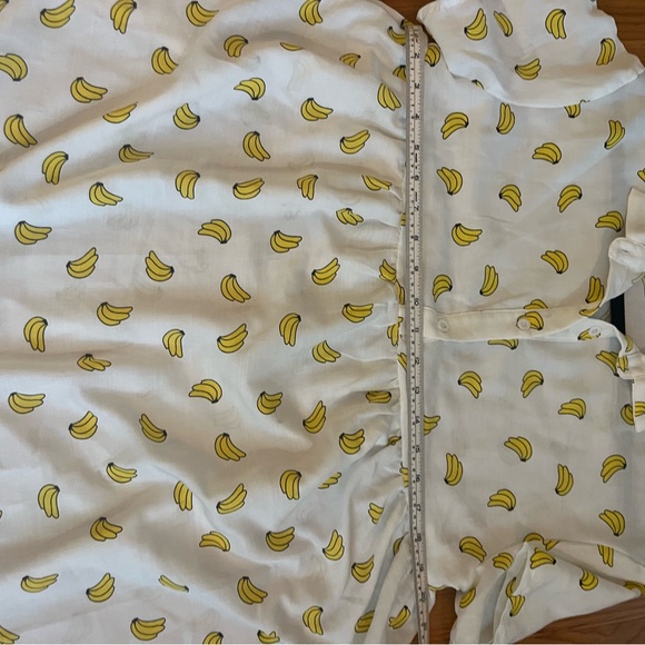 Garden Girl: White Babydoll Dress with Yellow Banana Print 🍌 - Picture 3 of 7